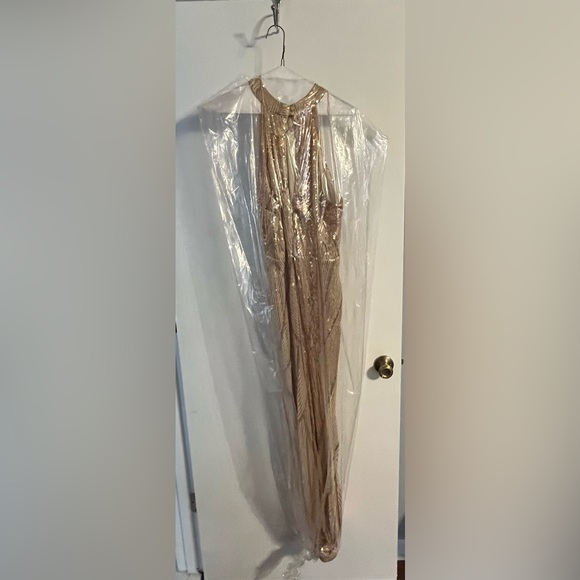 Champagne Gown with gold Sequin. Formal attire. - Picture 4 of 4